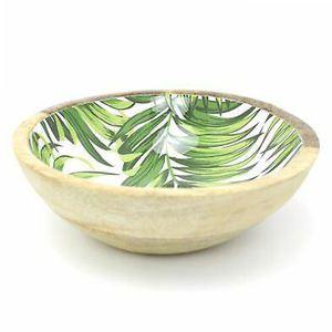 WHOLESALE DECORATIVE SOLID <b>ENAMEL</b> PRINT MANGO WOODEN <b>BOWL</b> FRUITS or CHOCOLATE SERVING <b>BOWL</b> for HOME & HOTELS - Product Image 2
