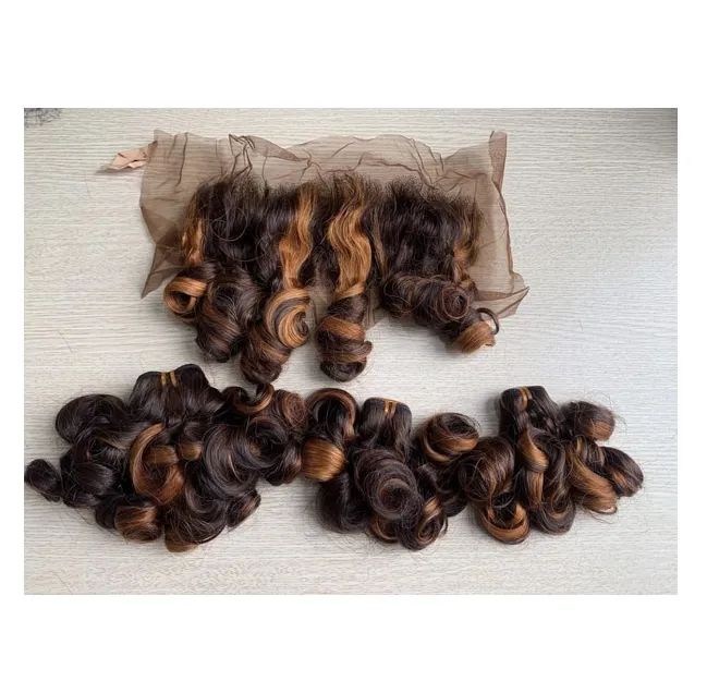 Vente en gros de cheveux brésiliens Funmi Hair Double Drawn Egg Curl Remy Extension de cheveux Flexi Pissy Pixie Spring Curl Extension de cheveux humains