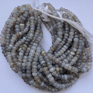 8mm 10mm 12mm Natural Grey Agate Smooth Rondelle <b>Stone</b> <b>Beads</b> Strand String Semi Precious Stones for Jewelry Making Necklace DIY - Product Image 1