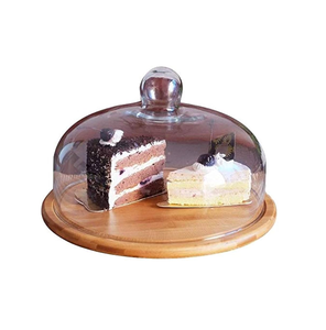 Plato de postre de madera de Venta caliente Nuevas artesanías Cúpula decorativa para pasteles con plato de madera Exhibición de pasteles - Product Image 6