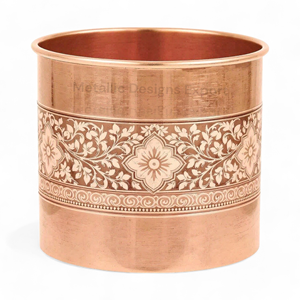 Vaisselle en verre de cuivre à motif floral blanc délicat élégant Verres ayurvédiques écologiques fabriqués à la main avec une touche de luxe - Product Image 1