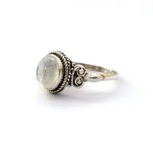 Natural Moonstone Gemstone Hot Designer Indian Handmade Sterling Silver Jewelry 925 Silver Ring Supplier