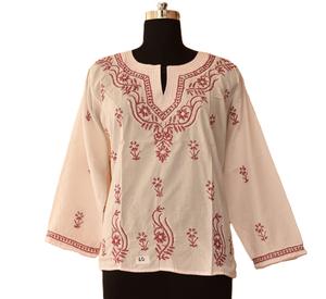 Túnicas Cortas de Algodón Tejido Ecológico para Mujer con Bordado Floral y Cintura Natural - Product Image 5