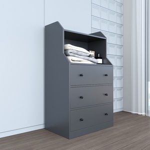 Armoire rustique européenne en bois d'hévéa TQA68032 avec 3 tiroirs, meuble de chambre pliable pour usage domestique et appartements - Product Image 6
