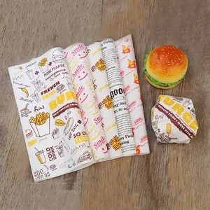 Custom Logo Hot Sale High Quality Grease Proof Printing Sandwich Hamburger Packaging Wax Paper Food Wrapping