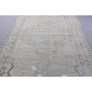 Grand tapis turc vintage 5,9x10,4 pieds, tapis en laine unie gris bleu - Product Image 5