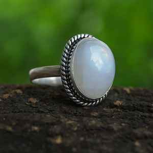 แหวนเงินสเตอร์ลิง925ชั้นเยี่ยมแหวนวงรีขนาด8x10มม. เครื่องประดับแฟชั่นทำด้วยมือ - Product Image 5