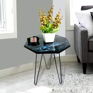 Ensemble de table basse en bois massif rectangle moderne contemporain conception d'incrustation d'os noir blanc pour une vie durable meubles de maison - Product Image 1