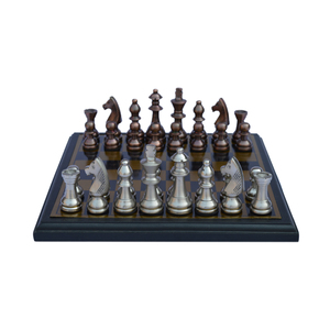 Juego de ajedrez personalizado de alta calidad, caja de tablero de chips de Ajedrez de Egipto de Metal dorado y plateado de lujo del proveedor de India - Product Image 5