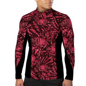 Camiseta Deportiva de Compresión de Manga Larga para Hombre, con Estampado Floral Rojo, de Secado Rápido, en Spandex y Poliéster - Product Image 3