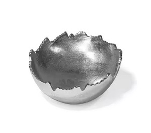 Ustensiles de cuisine Fer Métal Grand Bol de Service Rond avec Design Martelé Argent pour Bol à Salade - Product Image 4
