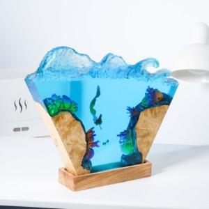Veilleuse plongée océan, sirène corail lampe Art, résine époxy, résine époxy personnalisé, bleu océan lampe, sirène cadeau époxy lampe - Product Image 1