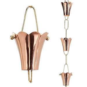 Chaîne de pluie en métal plaqué cuivre brillant Conception personnalisée pour une utilisation décorative de jardin extérieur Chaîne de pluie en cuivre de haute qualité - Product Image 5