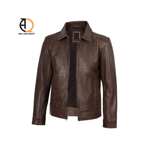 Chaquetas de Cuero con Diseño de Cremallera, Chaqueta de Cuero Genuino al por Mayor para Hombre, Primavera - Product Image 4