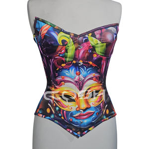 Corsé con estampado de máscara de Mardi Gras |   Top para Fiestas de Carnaval - Product Image 1