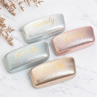 Étui à lunettes rigide portable en cuir PU brillant avec imprimé bonbons scintillants, boîte de rangement pour lunettes de lecture