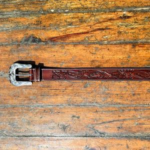 Premium Classic Western Floral Carved Genuine <b>Leather</b> <b>Belt</b> for Men Women Hand Distressed <b>Tooling</b> Party Wear Design - Product Image 5