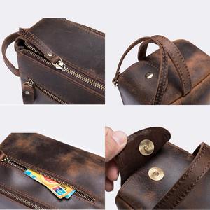 Sac à cosmétiques en cuir pour hommes Sac de toilette Dopp en cuir véritable Sac de rasage en cuir pour hommes Personnalité Design Voyage Rétro Fou - Product Image 3