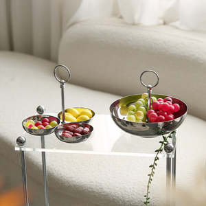 Plateau de service en métal à 3 compartiments pour fruits, collations, fruits secs, table à manger, décoration de la maison, cadeau, hôtel, restaurant, ensemble de présentation, grand format XL - Product Image 5