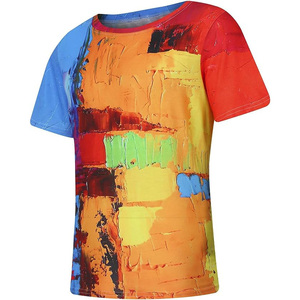 Camiseta unisex de manga corta con cuello redondo alto para hombre, diseño personalizado, Impresión de logotipo, sublimación Digital 3D, camiseta de manga corta - Product Image 3