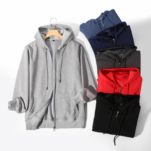 Wholesale ODM/OEM Men's Heavyweight 100% Cotton Hoodies Full <b>Zip</b> with Custom Print Logo for Winter Unisex Solid Colors Plus Size - Product Image 2