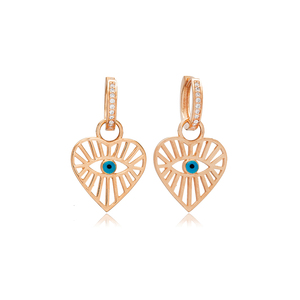 Pendientes colgantes con forma de patrón de diseño de corazón con encanto de ojo Popular de moda, joyería de plata de ley 925 - Product Image 3