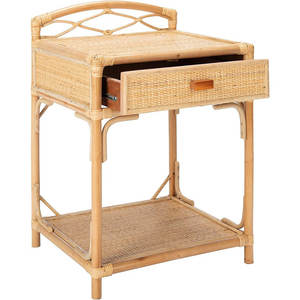 Mesita de noche W de mimbre minimalista moderna de 18,5 pulgadas, madera maciza, 2 cajones, características inteligentes que incluyen carga inalámbrica para uso en apartamentos - Product Image 2