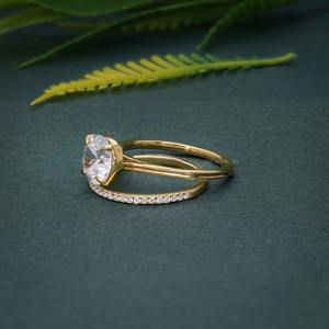 Offre spéciale Bague de fiançailles sertie de diamants de laboratoire certifiés IGI VVS, ensemble de mariage avec bijoux en or massif 14 carats à bas prix - Product Image 3
