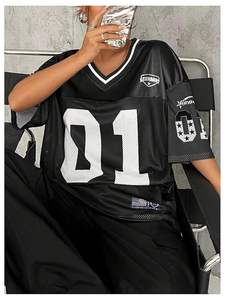 Ropa de calle de malla de media manga con cuello en V personalizada, camisetas holgadas gráficas, camisetas de gran tamaño, camiseta de baloncesto OEM transpirable sólida - Product Image 3