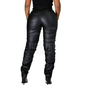 Pantalones de cuero transpirables para mujer, de alta calidad, duraderos, de cuero suave, diseño elegante para uso casual. - Product Image 3