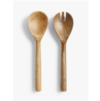 Penjualan Terbaik kayu mangga Enamel cetak Salad Server Set elegan rumah restoran peralatan makan Dekorasi sendok garpu untuk pernikahan