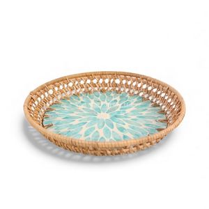 Assiette de luxe en nacre avec bordure en rotin artisanal pour la décoration de la maison, la table à manger et le service, en provenance du Vietnam - Product Image 2