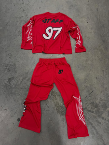 เสื้อสเวตเตอร์แขนยาวสำหรับผู้ชายขนาดใหญ่ออกแบบได้ตามต้องการชุดวอร์มเสื้อยืดคอกลมผ้าฝ้ายซี่โครงสำหรับผู้ชาย - Product Image 2