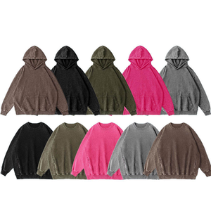 Sweat-shirt à capuche surdimensionné vintage noir 380 g/m² en gros, 100 % coton, anti-plis, effet délavé à l'acide, impression personnalisée du logo - Product Image 2