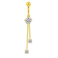 Pendentif Cœur en Acier Inoxydable Plaqué Or, Piercing de Nombril Fleur Petit Diable avec Zircon Cubique, Bijoux Personnalisés OEM