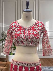 Nuevo Lanzamiento de estilo moderno para fiesta Lehenga Choli de tela de red con trabajo de diseño de codificación de secuencia de bordado - Product Image 5