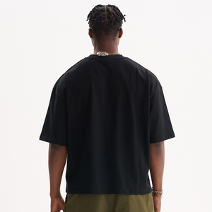 T-shirt à col rond lavé à l'acide personnalisé à la mode pour hommes en jersey imprimé 100% coton avec un design ample et décontracté en jersey vierge uni - Product Image 3