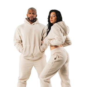 2024 nueva alta calidad de gran tamaño de alta calidad hombres Unisex ropa en blanco sudaderas con capucha chándal personalizado recortado chándal - Product Image 1