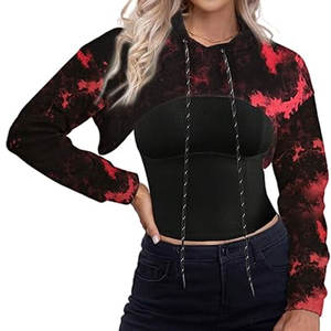 Sudadera con Capucha Corta de Invierno Personalizada para Mujer, Sudadera Holgada Informal, 100% Algodón, Felpa, Logotipo Frontal, 300g - Product Image 4