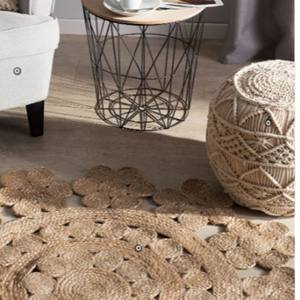 Alfombra Redonda Trenzada de Yute Hecha a Mano, Fibra Natural Ecológica, Estilo Boho, Alfombra Decorativa para Sala de Estar, Dormitorio, Decoración del Hogar - Product Image 3