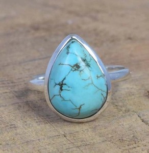 Bonne Qualité Irani Turquoise 10x12mm Forme Ovale Cabochon Pierres Précieuses Lunette Ensemble 925 Bague En Argent Sterling Anneau Mince Pour L'été - Product Image 2