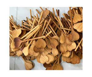 Juego de cubiertos de madera con forma personalizada y precio barato al por mayor, reutilizable para comer - Product Image 1