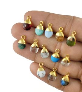 Colgante de plata electrochapado con piedras preciosas, abalorio suave con caída, para fabricación de joyas y pendientes - Product Image 6