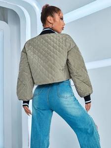 Blouson Bomber Matelassé Décontracté pour Femme Automne Hiver 2026, Style Universitaire Brodé à Manches Longues et Respirant - Product Image 2