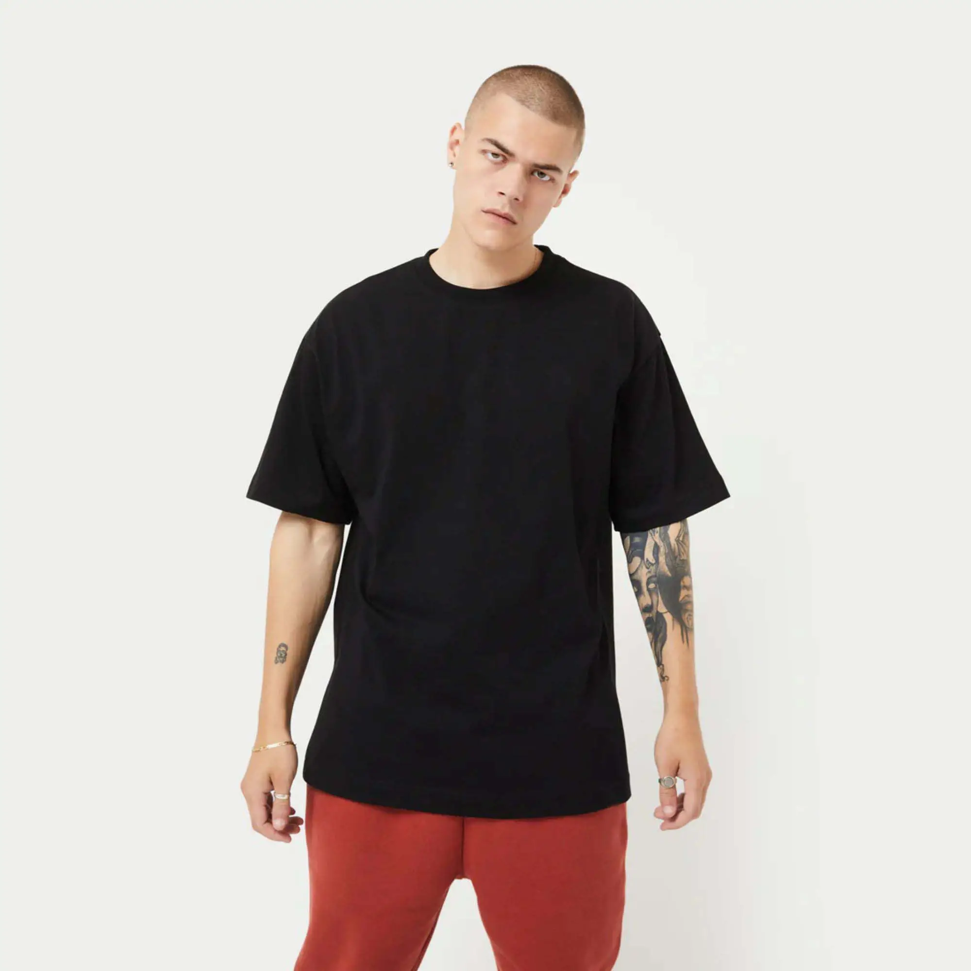 Hochwertige schwere übergroße Unisex T-Shirt Männer Baumwolle O-Ausschnitt Design Vintage T-Shirt benutzer definierte Druck Stickerei T-Shirt