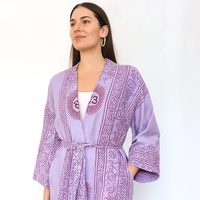 Mini-robe décontractée de plage en rayonne tricotée, col en V, coupe kimono ample, respirante et lavable, avec patchwork floral Paisley et lettres, courte et naturelle