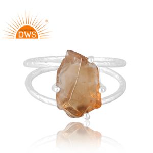 Anillo de Plata de Ley 925 con Piedra Preciosa de Citrino Natural, Diseño Artesanal de Última Moda, Fabricante de Joyería India Personalizada - Product Image 3