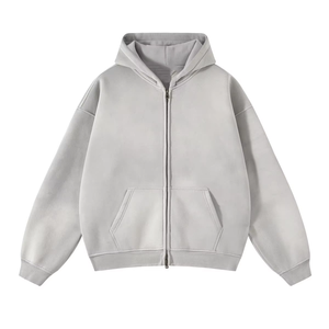 OEM de alta calidad lavado con ácido Sudadera con capucha logotipo personalizado desgastado lavado Vintage Sudadera con capucha de gran tamaño con cremallera chaqueta de lana en blanco sudaderas con capucha para hombres - Product Image 6