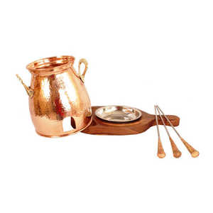 Tandoor de table en cuivre pur Indian Art Villa avec base en bois, ensemble de cuisson en métal pour l'extérieur, idéal pour le camping - Product Image 5