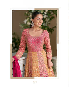 ชุดเดรสอนาร์กาลีผ้าจอร์เจตต์พรีเมียมสำหรับผู้หญิง ยี่ห้อดีวาจา เอ็กซ์พอร์ต พร้อมผ้าคลุมไหลปักลาย ทรงปกติ เหมาะสำหรับงานปาร์ตี้ งานแต่งงาน งานเฉลิมฉลอง งานพิธีต่างๆ  งานปักอย่างดี - Product Image 6